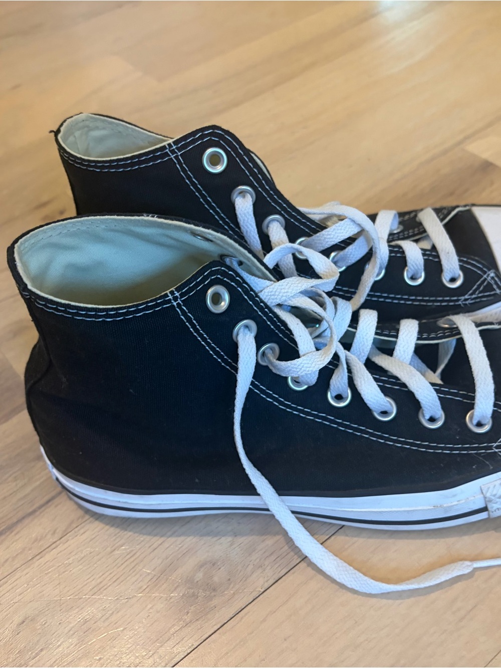 Worn once — Converse Kids Black High-Top Sneakers with White Laces